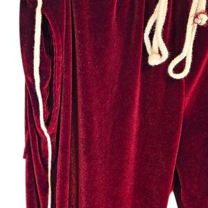 Velvet Drawstring Pants in Rich Wine